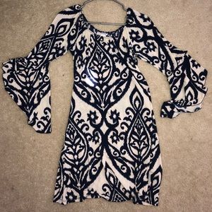 Navy Blue and Cream Tunic Dress